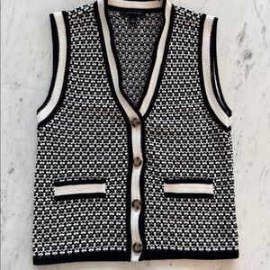 Ann Taylor Black and White Sweater Vest